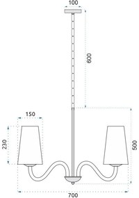 Toolight - Stropné svietidlo 6xE27 APP622-1CP, čierna-béžová, OSW-08491