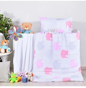 Obliečky detské sloníky ružové EMI, Detský set 90x130 + 45x65