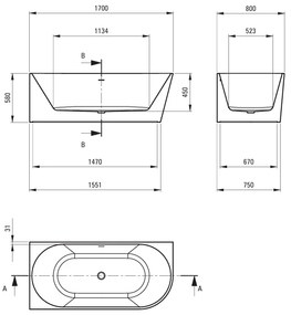 Deante Silia, voľne stojaca rohová vaňa 170x80 cm, ľavá, biela lesklá, DEA-KDS_017L