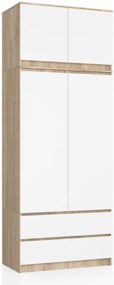 Skriňa s nadstavcom S 90 cm 2D 2SZ CLP dub sonoma / biela