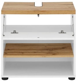 Biela skrinka pod umývadlo v dekore duba 60x57 cm Thessa – Støraa