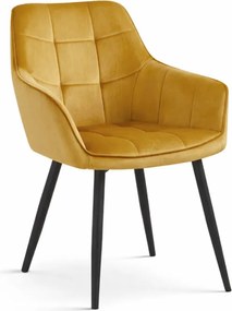 Jedálenská stolička VARSI zamatová, horčicová / čierne nohy