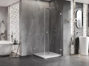 Mexen Lunar-B, pravostranný výklopný sprchový kút 90 x 90 cm, 8mm číre sklo, chrómový profil, 832-090-090-01-00-P