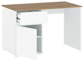 Tempo Kondela PC stôl 1D1S/120, biely lesk/dub wotan, VILGO