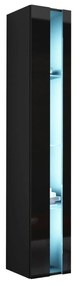 Vitrína 180 Zigo New, Osvetlenie: osvetlenie LED RGB - farebné, Farby: čierny / čierny lesk Mirjan24 5902928696158