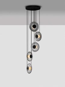 LED stmievateľný čierno-šedý moderný luster Skia 5