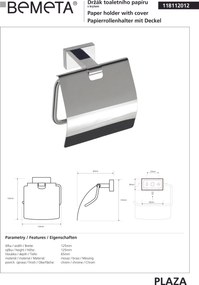 Bemeta Design PLAZA: Držiak toaletného papiera, s krytom - 118112012