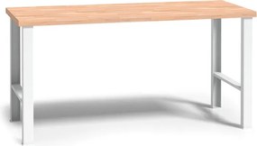 Pracovný stôl do dielne G3, buková škárovka, pevné kovové nohy, 2000 mm