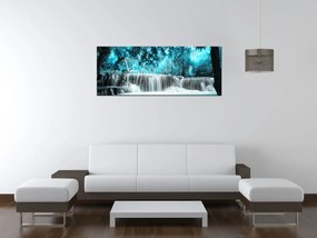 Gario Obraz s hodinami Vodopád v modrej džungli Rozmery: 40 x 40 cm