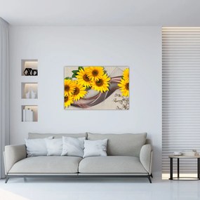 Obraz - Žiariace kvety slnečníc (90x60 cm)