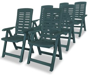 Sklápacie záhradné stoličky 6 ks, plast, zelené 275070