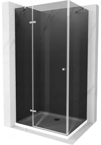 Mexen Roma, sprchový kút s krídlovými dverami 120 (dvere) x 80 (stena) cm, 6mm šedé sklo, chrómový profil + slim sprchová vanička biela + chrómový sifón, 854-120-080-01-40-4010