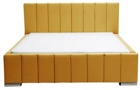 Čalúnená posteľ Sweet s matracom, roštom a úložným priestorom - Horčicová - šírka 120cm