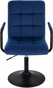 LuxuryForm DESIGN Otočná stolička VERONA BLACK VELUR na čiernom tanieri - modrá