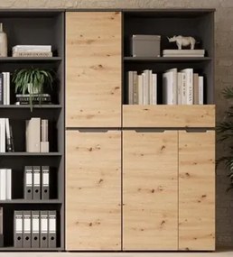 Univerzálna skriňa s regálom Memphis, 75 cm, dub artisan/grafit%