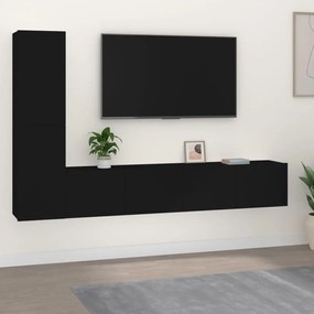 4-dielna súprava TV skriniek čierna spracované drevo 3114311