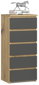 Komoda Cipriano III (dub artisan + sivá). Akcia -18%. Vlastná spoľahlivá doprava až k Vám domov. 1128615