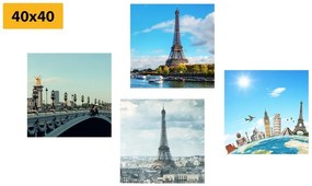 Set obrazov výhľad na Eiffelovu vežu v Paríži - 4x 60x60