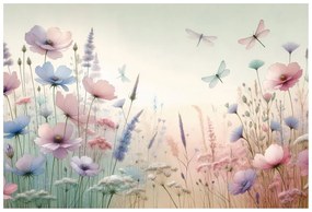 Fototapeta pastelové kvety a vážky