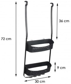 Erga Wiki, kúpeľňový kôš, závesný organizér 30x72 cm s prísavkami, čierna matná, ERG-YKA-CH.WIKI-BLK