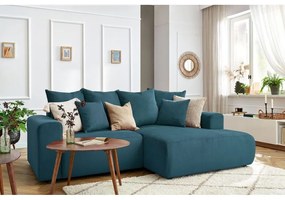 Modrá zamatová rohová pohovka Enjoy – Bobochic Paris