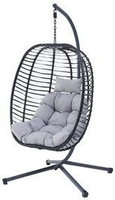 Autronic Závesné kreslo, kov, polyratan, sivá, AZ-V1289 GREY