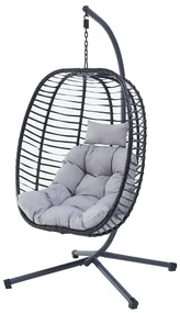 Autronic Závesné kreslo, kov, polyratan, sivá, AZ-V1289 GREY