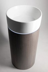 Sapho Sapho, OASIS keramické umývadlo voľne stojace 40x89x52cm, polica pre priestor, biela/dub Pimento, AS628-K2774