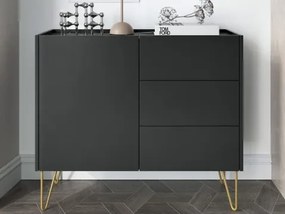 Komoda so zásuvkami Harmony, čierna/čierny mramor%