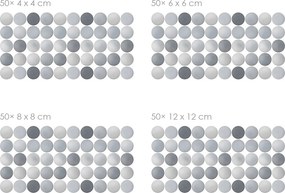 Akvarelové bodky sivé 50 ks textilní prelepiteľné nálepky na stenu 50 ks 4x4 cm