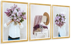 Gario Sada plagátov Nádherné kvety - 3 dielna Farba rámu: Rustikálna, Veľkosť: 135 x 63 cm