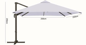 Záhradný slnečník s ochranným obalom MINI ROMA 250 x 250 cm sivý