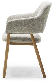 Čalouněné jídelní křeslo Sanremo bouclé světle šedé/dub přírodní