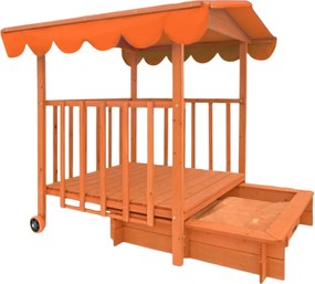 Pieskovisko s verandou HAPPY, 130x130x143cm, hnedá/oranžová Jurhan