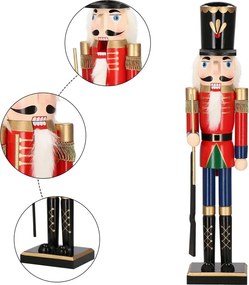 Luskáčik s puškou 60 cm – drevená vianočná figúrka v červenej uniforme Springos CA0908
