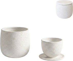 Dvojdielna keramická sada šálky a nádobky NEST 10 cm, biela
