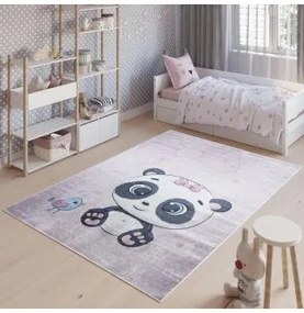Ružový detský koberec s motívom pandy