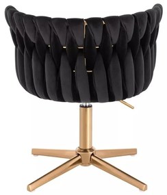 LuxuryForm DESIGN Stolička LYON VELUR na zlatom kríži - čierna