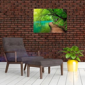 Sklenený obraz - Plitvické jazerá (70x50 cm)