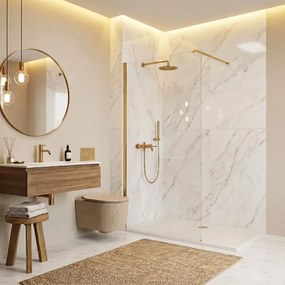 Bezrámová sprchová zastena REA FLEXI GOLD 90 cm, zlatá lesk/transparent - bez vaničky