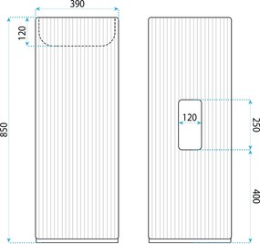 Rea Margarita, voľne stojace umývadlo, 390×390×850 mm, biela matná, REA-U0614
