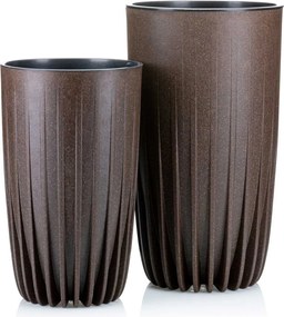 PLASTOVÝ KVETINÁČ STRIPPED ECO 51X30 CM TMAVOHNEDÁ
