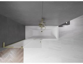 Mexen Velar L, 2-krídlová posuvná vaňová zástena 90 x 150 cm, 8mm sklo námraza, zlatá matná, 896-090-003-31-55