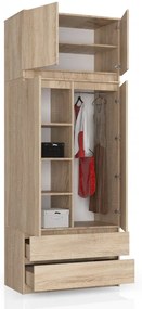 Skriňa s nadstavcom S 90 cm 2D 2SZ CLP dub sonoma