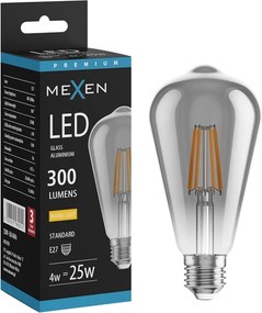 Mexen Vintis, LED filamentová žiarovka E27, ST64, 4 W, teplá biela 2200K, dymová, L152-E27-0422-70