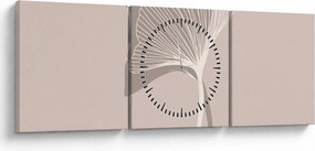 Obraz - Béžové listy N⁰4 (s hodinami) (90x30 cm)