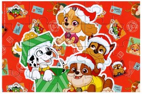 Detské puzzle 4v1 LABKOVÁ PATROLA oslavuje Vianoce, 19x29 cm