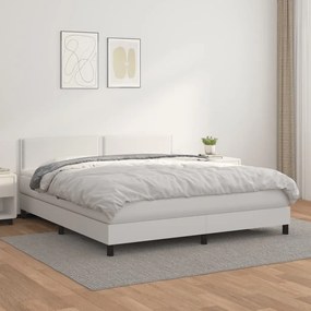 Boxspring posteľ s matracom biela 180x200 cm umelá koža 3141078