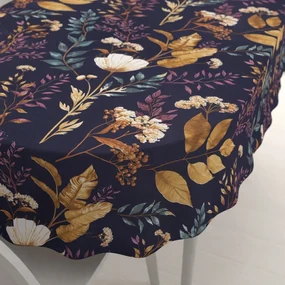 Biante Bavlnený oválny obrus Sandra SA-591 Jesenné vetvičky na tmavo modrom 50x100 cm