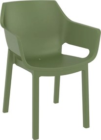DORA záhradná stolička s podrúčkami olive green